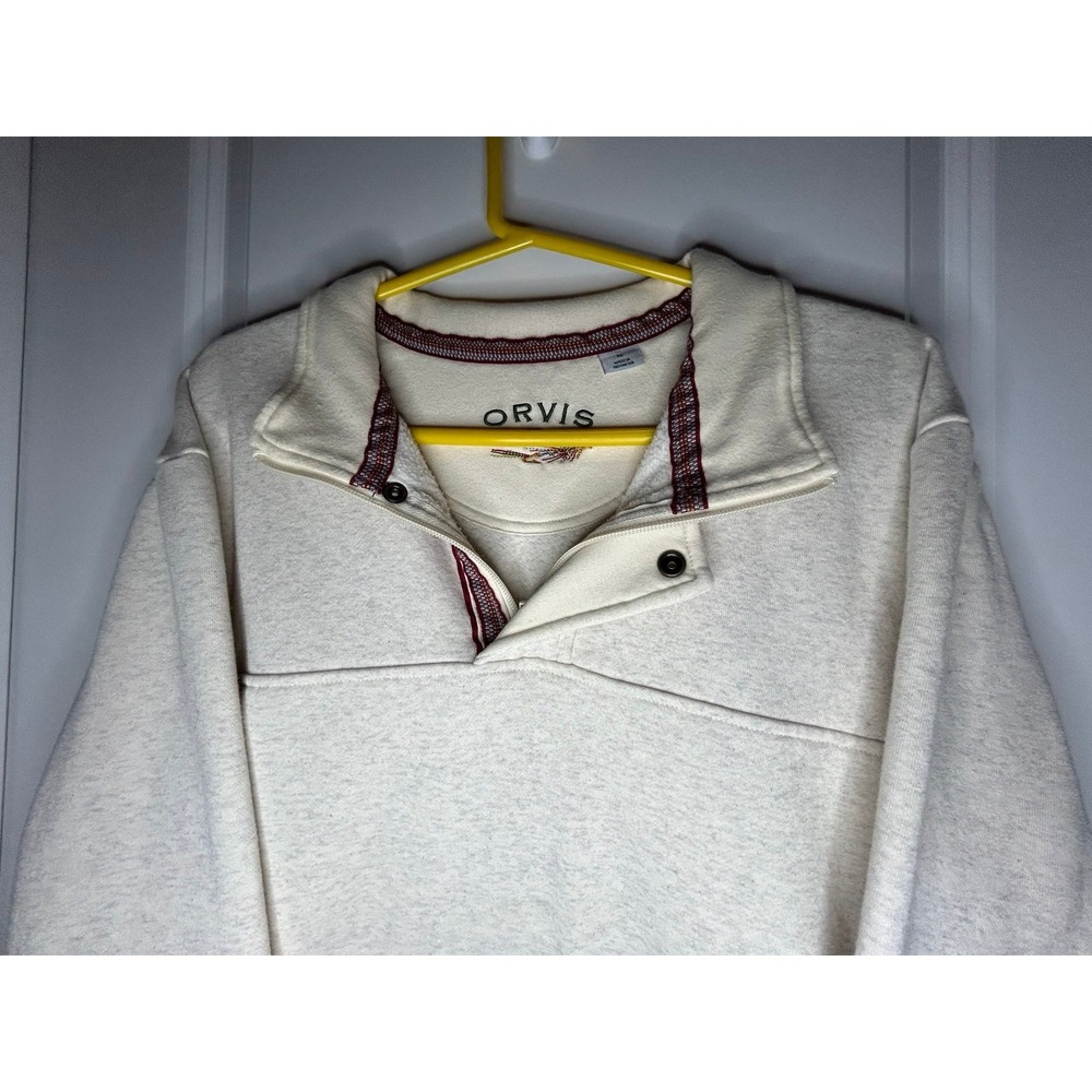Orvis Signature Fleece Cream‎ Quarter Snap Pullover Sweatshirt Sz Mens XL NWOT